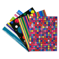 Back to School 2 Pocket Folders Heavy Duty Set of 4 Portfolios Elementary Grade School Fun Trendy Designs (Polka Dots & Stripes)