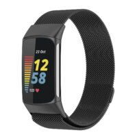 Posh Tech Black Stainless-Steel Replacement Band for Fitbit Charge 5 - Size Large