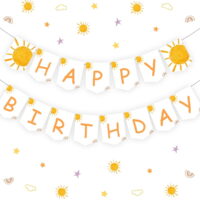 Sun Happy Birthday Banner - Trip Around the Sun Birthday Decorations, Sunshine Birthday Banner for Boys Girls, Space Theme 1st 2nd 3rd Birthday Party Supplies