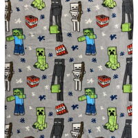 Kids Minecraft Fleece Throw Blanket 45' x 60' Creeper Enderman Zombie