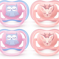 Philips Avent Ultra Air Pacifier, 0-6 Months, Owl/Deer, 4 Pack, SCF085/08
