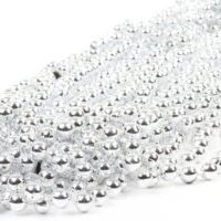 Mardi Gras Plastic Bead Necklaces for Birthday Favors and Decorations, Metallic Silver Gray, 24-Pack