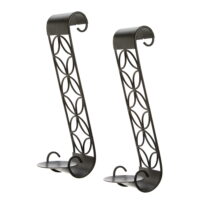 Hosley Set of 2, 14 inch High, Dark Brown Iron Pillar Candle Wall Sconces