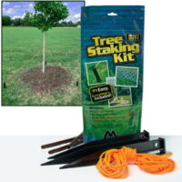 Heavy Duty Tree Staking Kit with Anchoring Stakes, Rope and Protective Sleeves