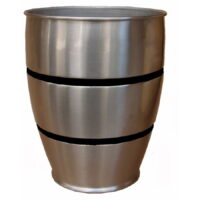 Metal Waste Can with Black Stripes