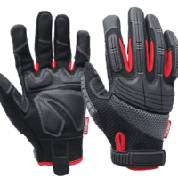 Hyper Tough High Performance Black Synthetic Leather Mechanic Gloves, Men's Medium Size