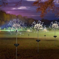 Solar Lights Outdoor - 2 Pack Solar Garden Lights Outdoor Decorative with 120 LED Powered 40 Copper Wires Multi Color Solar Fireworks Lights for Walkway Patio Backyard Yard Lawn Christmas-Cool white
