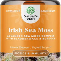Organic Irish Sea Moss Capsules 90ct -  Natural Sea Moss Pills with Iodine, Bladderwrack & Burdock Root - Nature's Craft Superfood Blend for Heart Health, Fertility & Thyroid Support