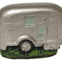 Miniature SILVER CAMPER TRAILER Figurine, 2.25' Long, by Wilcor