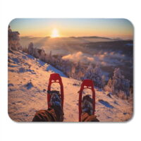 SIDONKU Winter Sport Activity Hiker Looking Over His Snowshoes at The Beautiful Landscape in French Vercors Mousepad Mouse Pad Mouse Mat 9x10 inch