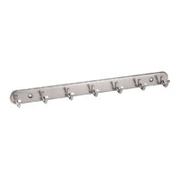 7 Hooks Stainless Steel Wall Mount Hook Rack Hanger Coat Hat Holder Silver Tone