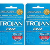 2 Pack - TROJAN Enz Condoms Spermicidal Lubricant Latex 3 Each