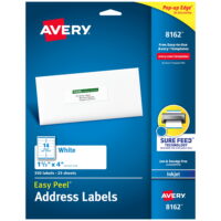 Avery Easy Peel Address Labels, Sure Feed Technology, Permanent Adhesive, 1-1/3' x 4', 350 Labels (8162)