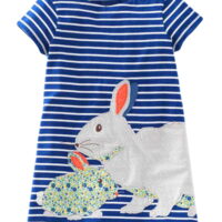 Bmnmsl Baby Girls Summer Dress Short Sleeve Rabbit Cartoon Dress Clothes 2-7Y