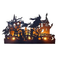 OOKWE Flying Witch Silhouette Candle Holder Ghost Pumpkin Halloween Candle Holder Gift