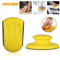 Hand Sanding Blocks, TSV 2pcs 5inch Round Foam Hand Sanding Block with Hook and Loop, Round and Mouse-Shaped Sand Pad for Woodworking Wood Furniture Restoration Arts Sanders Polishers Automotive