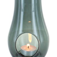 Blue Rose Polish Pottery Smoky Grey Hurricane Candle Holder