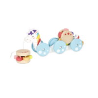 Little Tikes Wooden Critters Unicorn Pull Toy with 2 Rattles, Developmental Learning, Multi-Color- For Infant Baby Toddlers Girls Boys Ages 12 Months+
