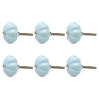 Uxcell Ceramic Vintage Knob Drawer Pumpkin Pull Handle Cupboard Wardrobe Dresser Door Replacement 6pcs Blue