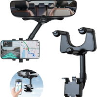 Rotatable and Retractable Car Phone Holder, 360 Degree Rotating Adjustable Rearview Mirror Phone Holder for Car, Multifunctional Car Phone Holder Mount for All Phones and Vehicles