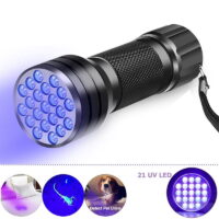 UV Flashlight 21LED UV Light 395-400nm LED UV Flashlightstorch Ultraviolet Black Light lamp