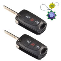 HQRP 2-Pack Remote Flip Folding Key Fob Shell Case Keyless Entry w/3 Buttons for Kia Soul 2010 2011 2012 2013 + HQRP UV Meter