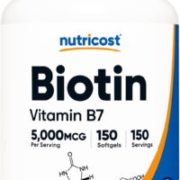 Nutricost Biotin (5,000mcg) Supplement with Coconut Oil 150 Softgels