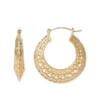 Scoop Womens 14KT Gold Flash Plated Filigree Hoop Earrings
