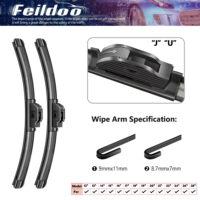 Feildoo 28'&14' Wiper Blades Fit For Toyota Prius C 2012 28'+14' Bracketless Front Windshield Wiper, Driver and Passenger, J U HOOK, Set of 2