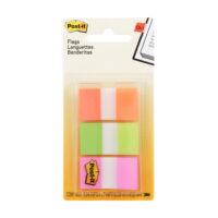 Post-it 1' Wide Flags, Orange, Lime, Pink, 20 Tabs/Color, 60 Tabs