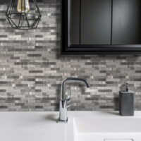 Mosaic Self-Adhesive Wallpaper 25 pcs,Removable Peel and Stick Wallpaper Bathroom Kitchen Wallpaper Shelf Paper Countertop Wallpaper,Splash Water Stain Proof 3.9*3.9' Modern Wallpapers,Gray