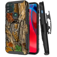 DALUX V Hybrid Kickstand Holster Phone Case Compatible with Motorola Moto G Stylus 5G (2021) - Maple Camo