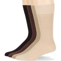 Mens Bamboo Assorted Socks, Light Beige, Beige, Brown, Dark Brown, XLarge, 13-15, 4 Pack