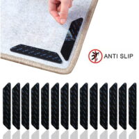 Rug Grippers, Anti Curling Rug Grippers, Non Slip Carpet Grippers, Adhesive Carpet Tape for Hardwood Floors Tile & All Surface(32 Pcs, Black)