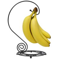 Blue Donuts Black Banana Holder Stand for Kitchen Countertop