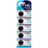PK Cell CR2016-5B 3.0V Flat Lithium Manganese Battery, Pack of 5