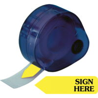 Redi-Tag Removable Arrow Message Tag, 9/16 L x 1-7/8 W in, Yellow, Sign Here