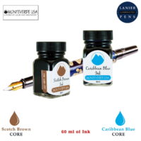 Monteverde 60ml Core Fountain Pen Ink Bottle (30ml Scotch Brown Ink Bottle G309SB, 30ml Caribbean Blue Ink Bottle G309CU)