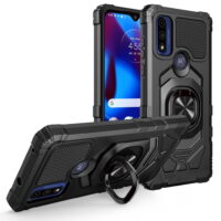 Ring Kickstand Phone Case for Motorola Moto G Pure / Moto G Power 2022 Case w/Tempered Glass Screen Protector for Car Mount Hybrid Hard PC Soft TPU Shockproof Protective Case - Black