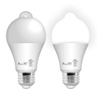 Motion Sensor LED Light Bulb, 10W (80W Equivalent) A19 E26 Clear White Bulbs 2 Pack