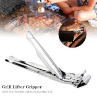 TWSOUL BBQ Grill Grate Lifter Gripper Anti-Hot Plate Pan Clamp Clip,Grill Accessories works for Big Green Egg Primo Grill Dome Kamado Joe Charcoal Grill Smoker