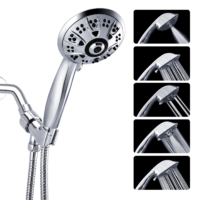 Klabb shower set K-9 High Pressure 4.3 inches Chrome Face Handheld Shower with Hose with 5 function.impluse+trickle+massage+spray+rainfall