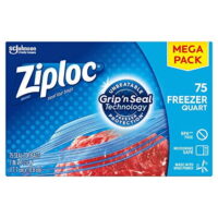 Ziploc Freezer Quart Bags with New Grip 'n Seal Technology, Quart, 75 Count