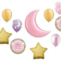 Twinkle Little Star Pink Moon Baby Girl Shower Party (11) Mylar & Latex Balloons
