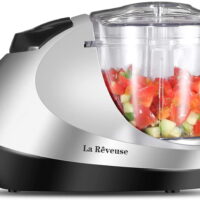 La Reveuse Electric Mini Food Chopper, Vegetable Fruit Cutter, Meat Grinder Mincer, Small Food Processor with 1.3-Cup Prep Bowl,Silver