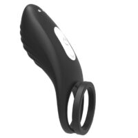 Qi-EU Silicone Vibrating Dual Penis Ring - Waterproof Rechargeable PenisRing Vibrator - Longer Harder Stronger Erection Enhancing Sex Toy for Male or Couples Black