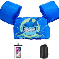 NBTECH Kids Swim Vest,Swim Life Jacket,Toddler Swim Vest for 30-50 lbs 1-6 Years Old,Sea/Beach/Pool Toy,with Waterproof Phone Pouch and Storage Bag,Blue Shark