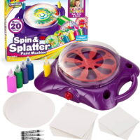 Creative Kids Spin & Paint Art Kit - Spinning Art Machine + Flexible Splatter Guard + 5 Bottles of Paint + 8 Large, 8 Small, 4 Round Cards + 4 White Crayons | Preschool Toddlers, Children & Adults, 6+