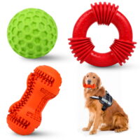 ZALALOVA Dog Chew Toys for Aggressive Chewers,  3 Pack Indestructible Dog Toys  Non-Toxic Natural Rubber Toys for Teeth Cleaning and Gum Massage, Tough Durable Chew Toy for Medium Large Dogs