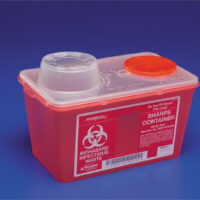 Monoject Sharps Container 1-Piece 17-7/10 H X 6-3/4 W X 10-1/2 D Inch 14 Quart Red Base / Translucent Lid Vertical Drop Chimney, 8881676434 - EACH